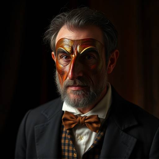 Portrait de Luc Martin, professeur de théâtre spécialisé dans le jeu masqué et la commedia dell'arte.