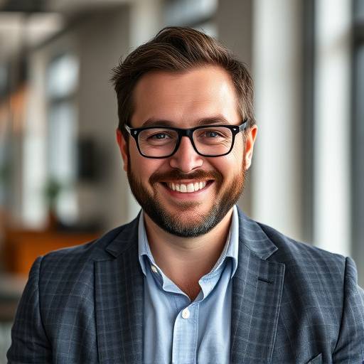 Portrait de Marc Dubois, responsable de la communication, dynamique et créatif.